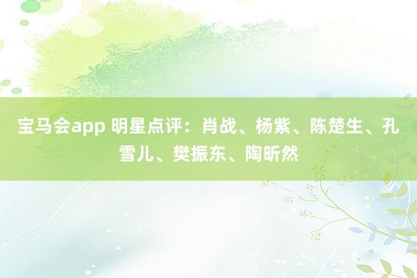 宝马会app 明星点评：肖战、杨紫、陈楚生、孔雪儿、樊振东、陶昕然