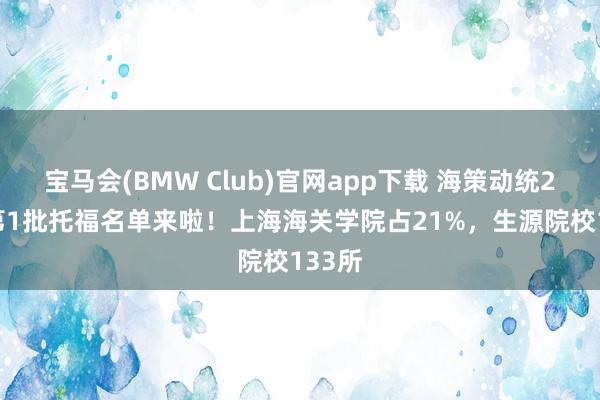 宝马会(BMW Club)官网app下载 海策动统2026第1批托福名单来啦！上海海关学院占21%，生源院校133所