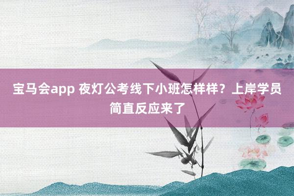 宝马会app 夜灯公考线下小班怎样样？上岸学员简直反应来了