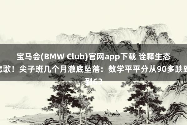 宝马会(BMW Club)官网app下载 诠释生态的悲歌！尖子班几个月澈底坠落：数学平平分从90多跌到63