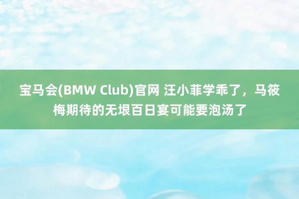 宝马会(BMW Club)官网 汪小菲学乖了，马筱梅期待的无垠百日宴可能要泡汤了