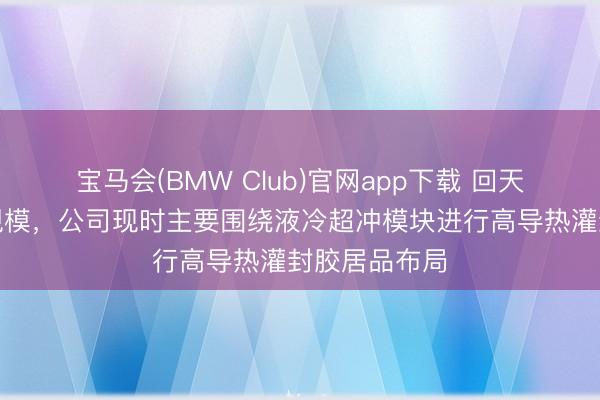 宝马会(BMW Club)官网app下载 回天新材：液冷规模，公司现时主要围绕液冷超冲模块进行高导热灌封胶居品布局