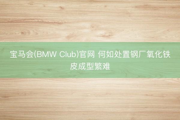 宝马会(BMW Club)官网 何如处置钢厂氧化铁皮成型繁难